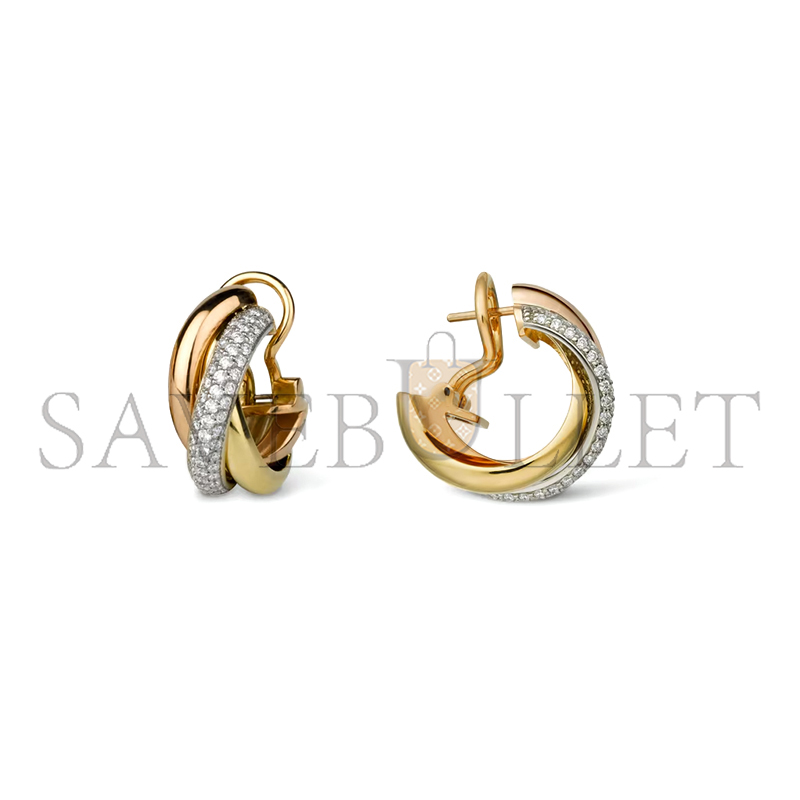 CARTIER TRINITY EARRINGS, CLASSIC MODEL, SEMI-PAVED B8031900 CARTIER TRINITY EARRINGS, CLASSIC MODEL, SEMI-PAVED B8031900